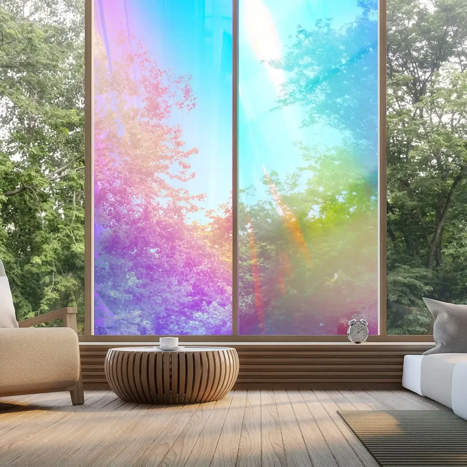 Window Film Window Privacy Film Window Sticker Rainbow Color Dichroic Window Film for Home Decoration Self Adhesive Waterproof Glass Films Stained Transparent Window Tint DIY