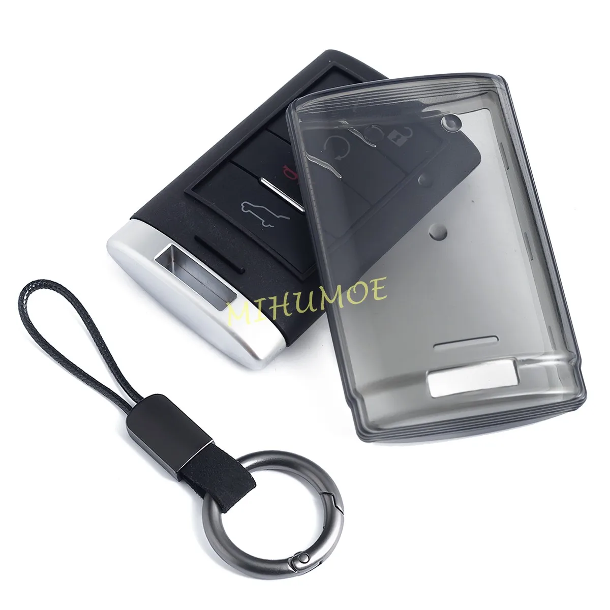 Black Transparent Car Remote Key Case Cover Keychain Protector