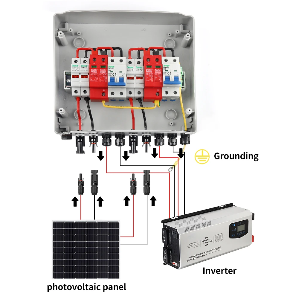 500V 2 In 2 Out Scatola combinatrice solare fotovoltaica IP65 Scatola impermeabile Protezione contro i fulmini Fusibile CC MCB SPD 16/20/25/32/40/50/63A - immagine 4