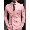 Double Breasted Men Suits Solid Color Peak Lapel Skinny 2 Piece Jacket Pants Formal Weddding Groom Full Set Blazer Homme Terno 3