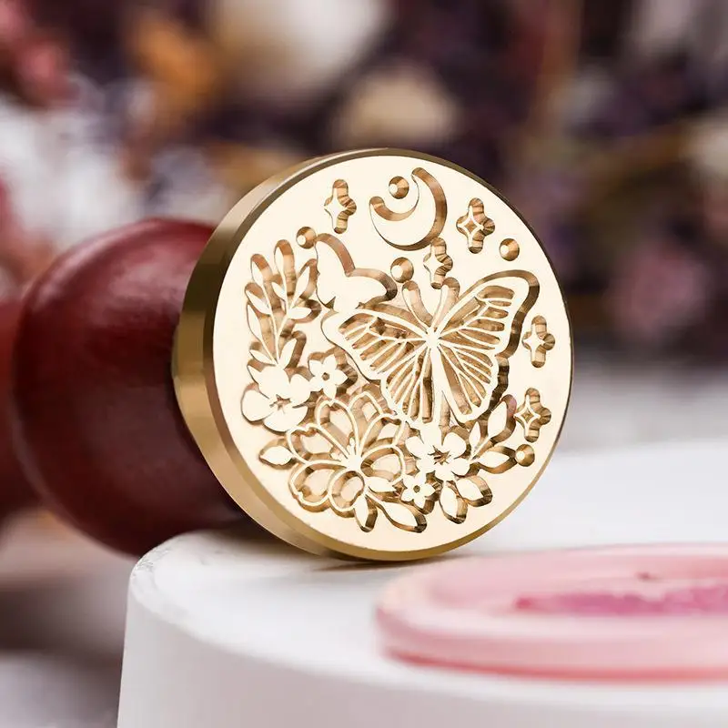 Description Picture 2 of itemFlowers Plants Rose Pattern Wax Seal Stamp Retro Sealing Wax Stamp Replace Head Flowers Leaf Decorate Gift