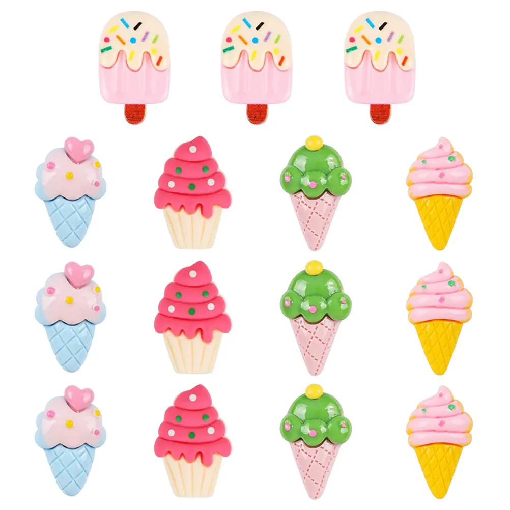 15Pcs 아이스크림 모양의 압정핀 게시판 정리를 위한 고품질 수지 푸시핀 작은 편리한 책상 액세서리