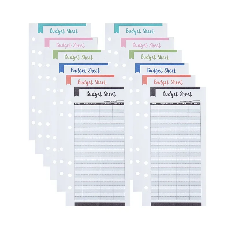 12pcs Kawaii Budget Sheets Binder Planner Journal Envelopes Budget Trackers Expense Tracker Fit Cash Banknote Envelope