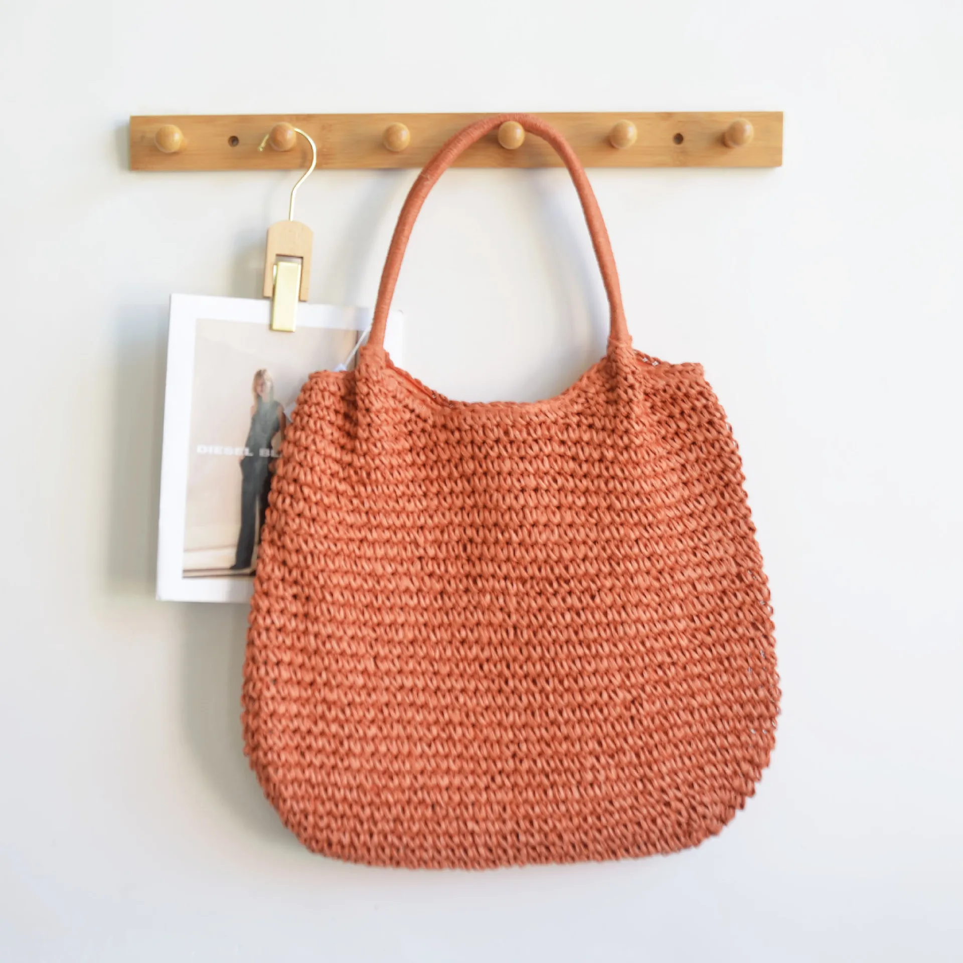 Bohemian Straw Bag Summer Handmade Beach Bag Large Capacity Shoulder Bag Vacation Rattan Totes Outdoors Seaside Handbag