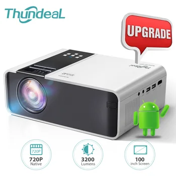 ThundeaL-미니 프로젝터 TD90 TD90W 1280x720P 휴대용 HD 1080P 프로젝터, 안드로이드 와이파이 3D 비디오 홈 시네마 LED 스마트 비머