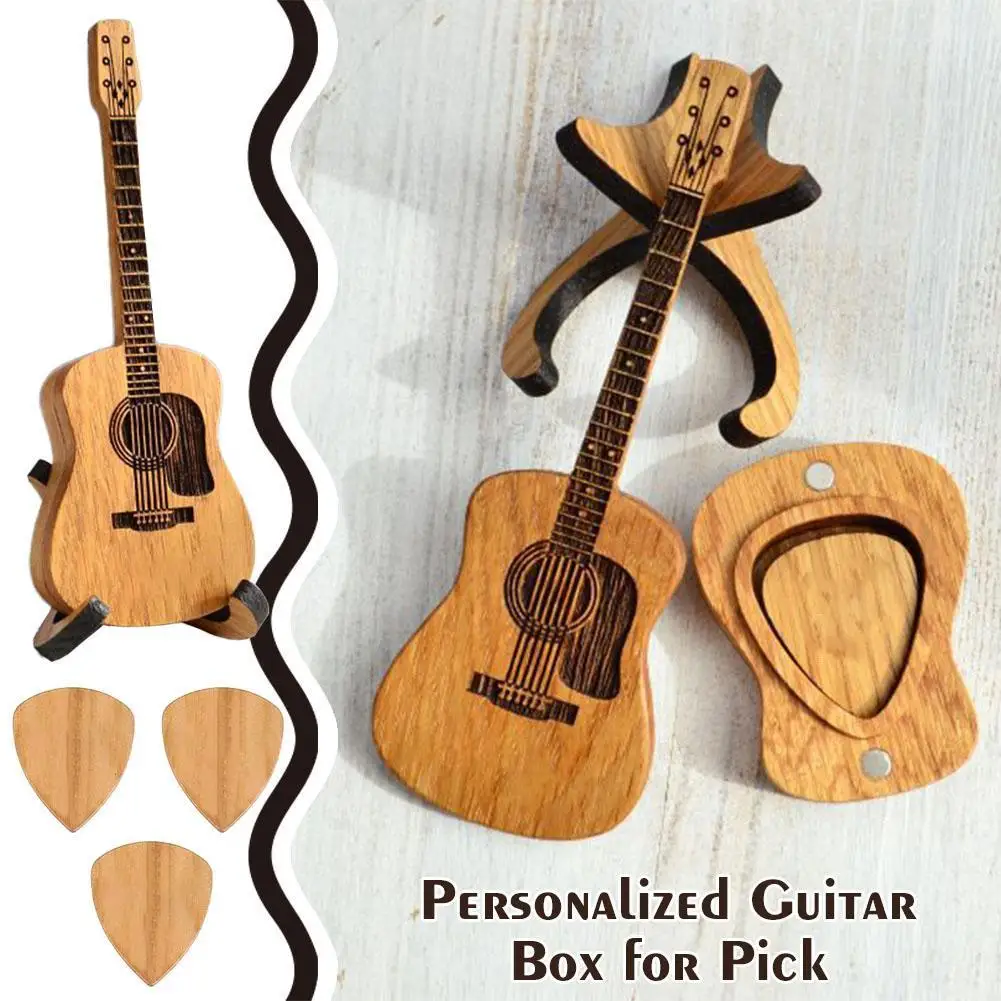 Wooden Guitar Pick Box With Stand,3PCS Unique Guitar Lebanon
