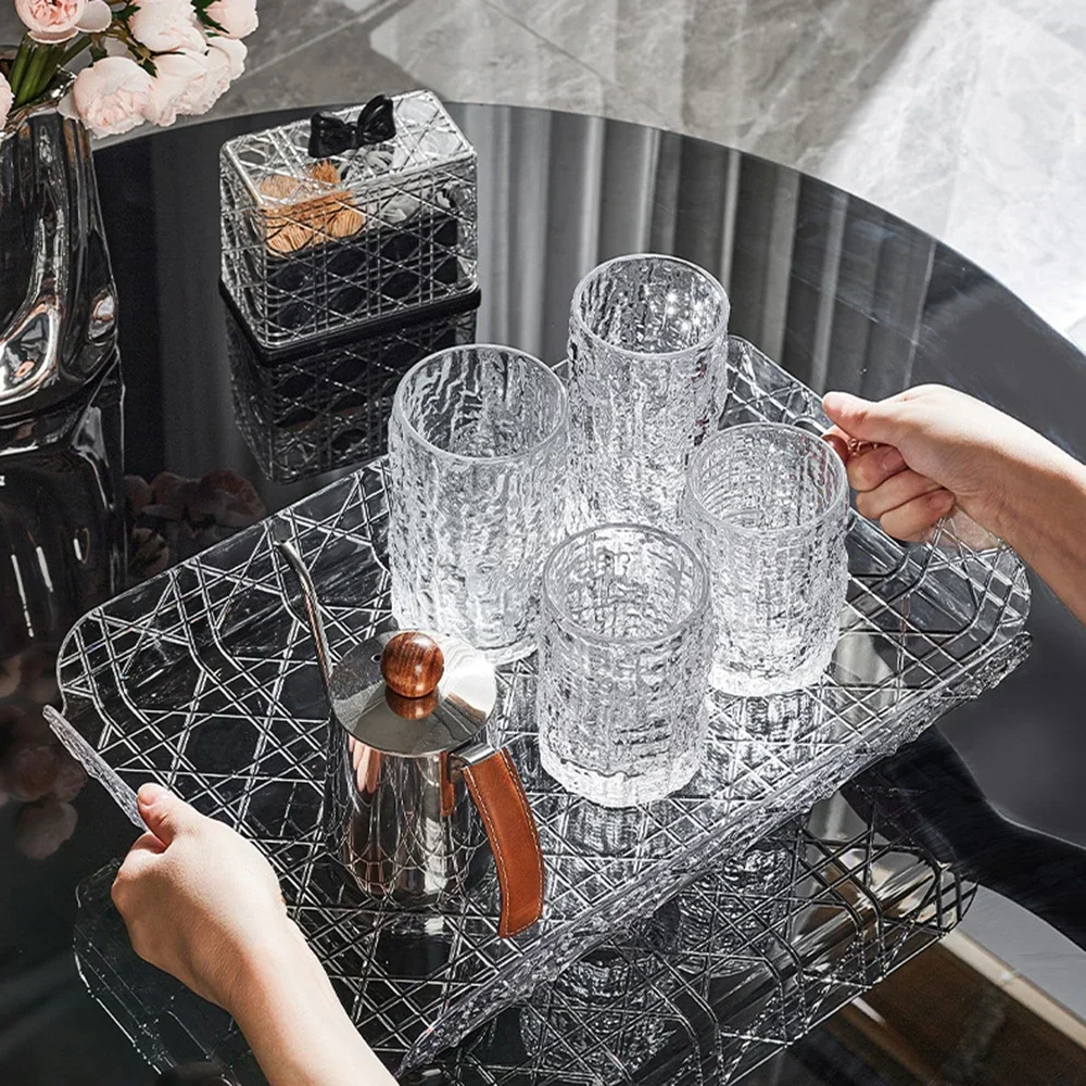 Rectangular Household Storage Tray Light Luxury High-end High Aesthetic Tea Set Cup Water Cup Storage Tea Tray Home Decoration - Image 4