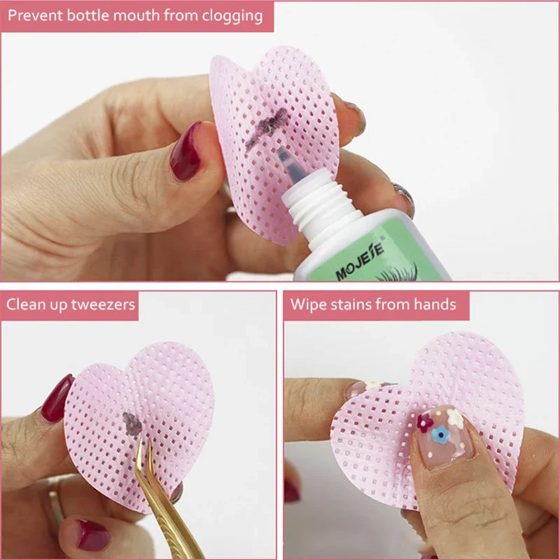 200Pcs Lint-Free Eyelash Glue Wipes Paper Gel Polish Remover Clean Month of Glue Bottle Cotton Pads Beauty Cleaning Tools