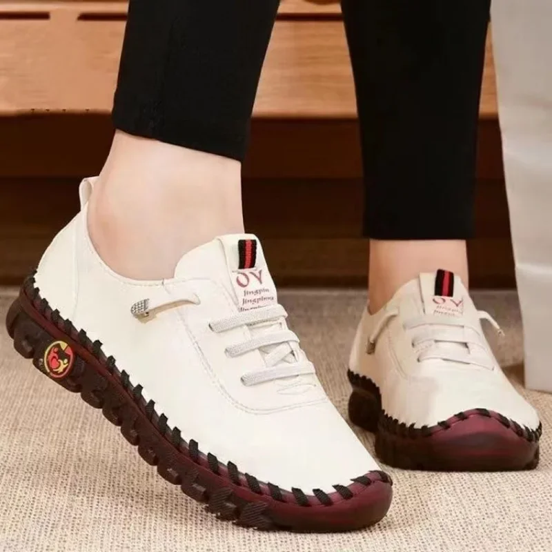 Oxford Shoes Womens Loafers Lace Up Real Leather
