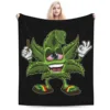 Stoned Leaf Weed Smoking Cartoon Blanket Soft Warm Flannel Throw Blanket Bedding for Bed Living room Travel Home Couch 3