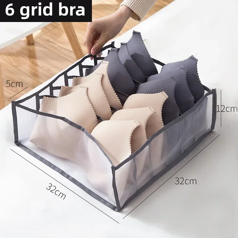 7/9/11 Grids Compartment Home Collapsible Underwear Storage Box Organizing Dormitory Mesh Bag