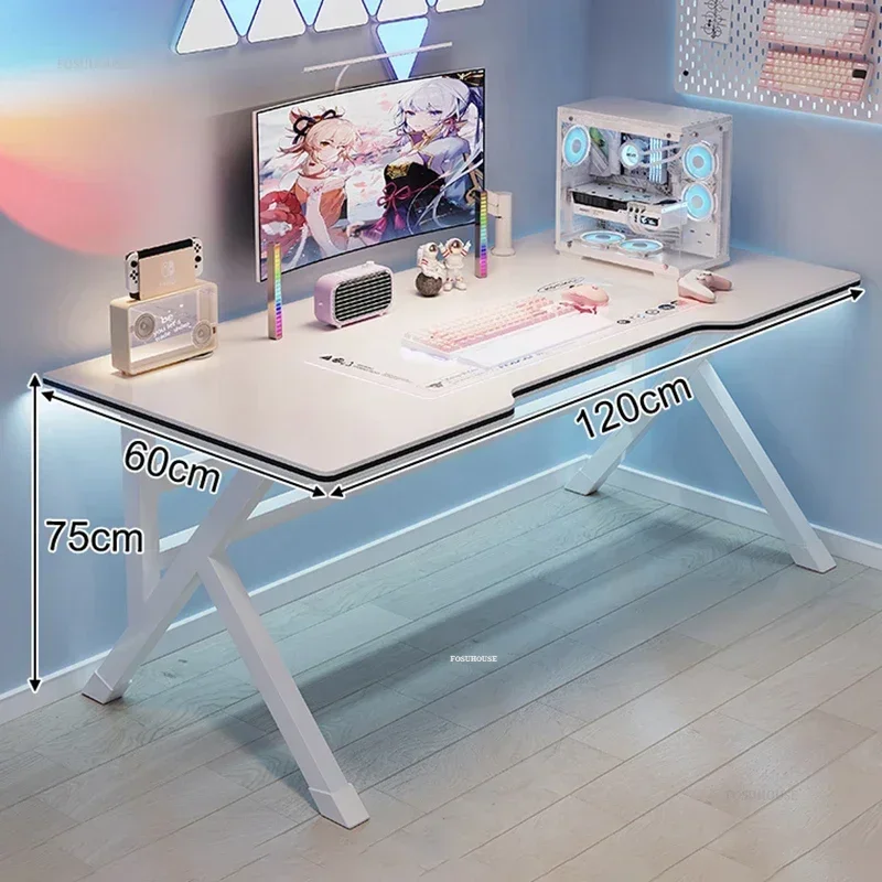 Simple White Computer Desks Desktop Home Office Desk and Chair Set Simple Bedroom Study Desks Modern E-sports Gaming Table M