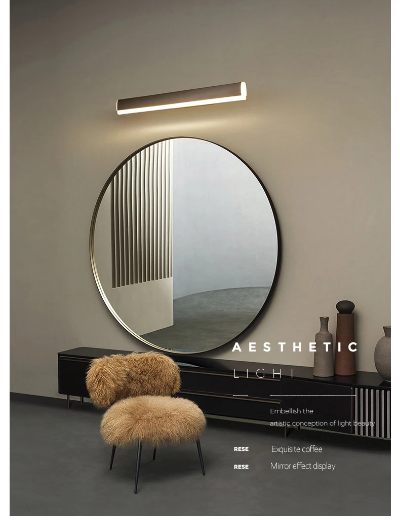 Post modern light luxury creative mirror headlights Nordic modern bathroom bathroom mirror cabinet special mirror wall lamp wireless wall lights