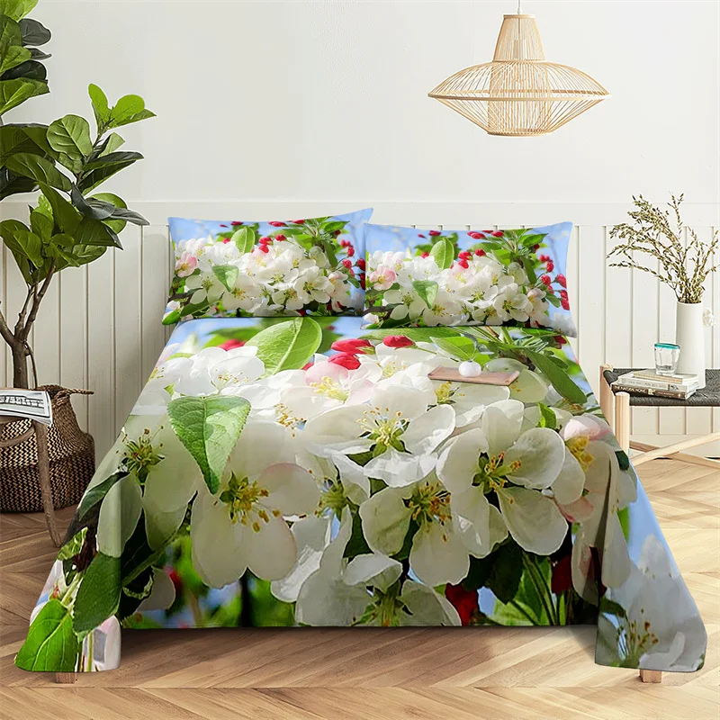 

Fresh Flowers Queen Sheet Set Kid's Girl Room Flower Bedding Set Bed Sheets and Pillowcases Bedding Flat Sheet Bed Sheet Set