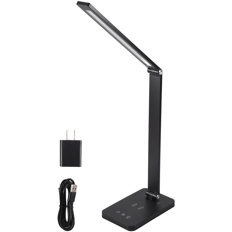 

LED Desk Lamp For Study With Wireless Charger Table Lamp 5Brightness Levels Desk Light For Reading Office Home US Plug