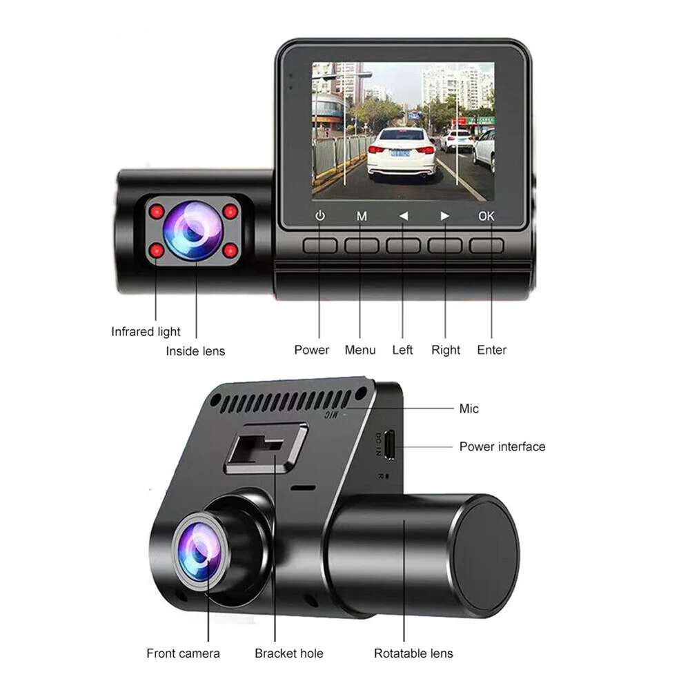 FHD 1080P Dash Cam 3-Objektiv Auto DVR Parkplatz Überwachung Video DashCam 3  Kanal Video Recorder Drei Weg schwarz Box - AliExpress