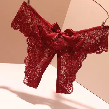 Intimo da donna taglie forti Slip con apertura sul cavallo Mutande scavate in pizzo Mutandine sexy da donna Lingerie erotica morbida trasparente
