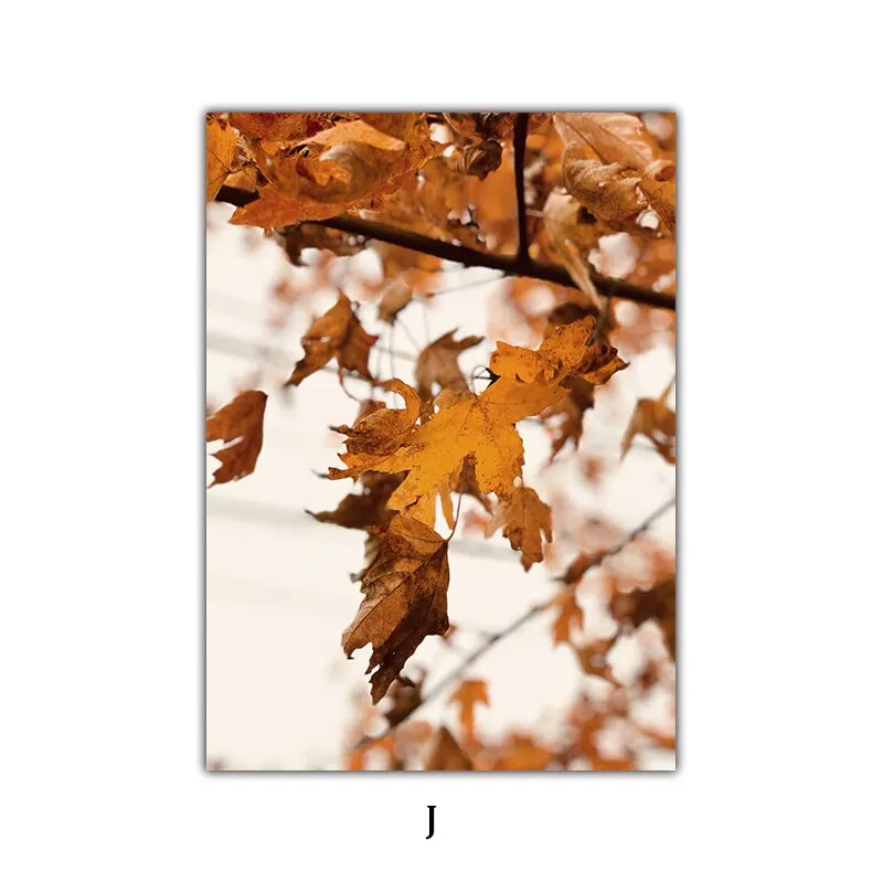 thumbnail image 1 of Lienzo con paisaje otoñal, arte de pared, paisaje floral con hojas de calabaza, póster de decoración moderna para el hogar, 1 of 5
