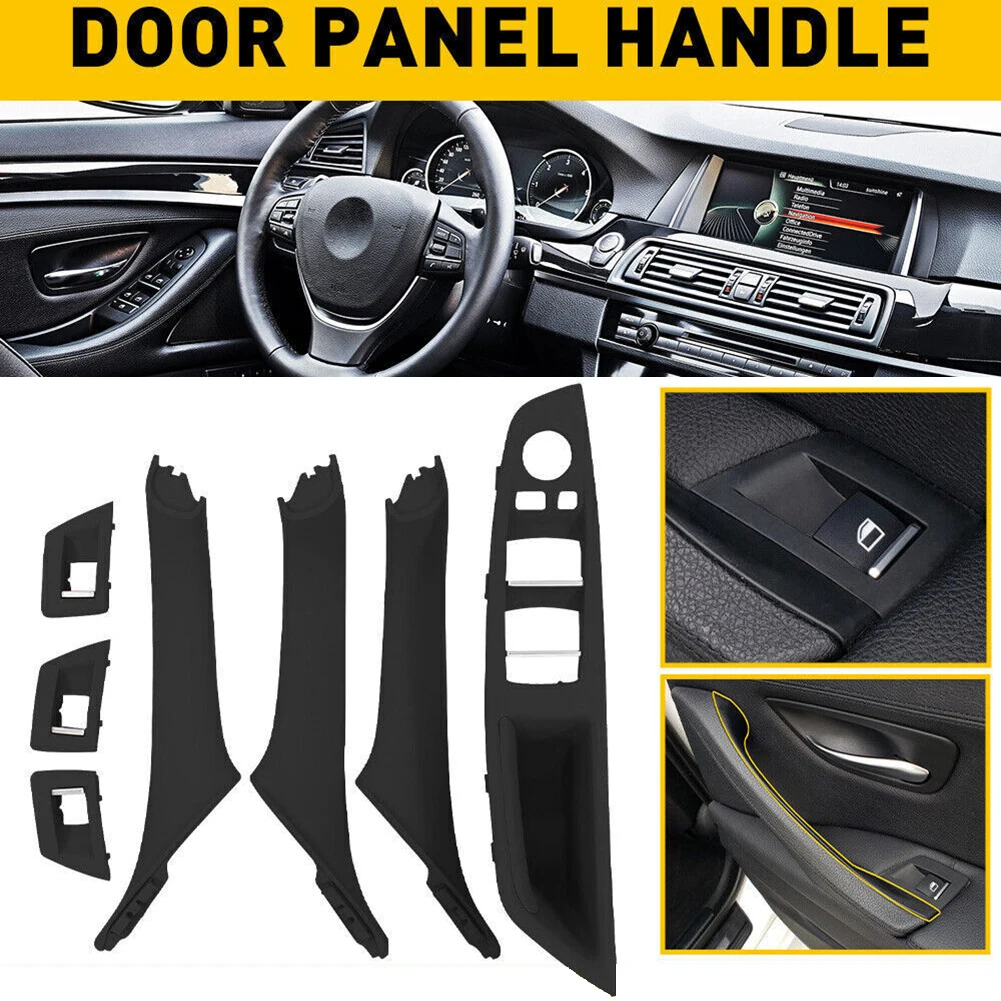 

RHD Front Inner Door Panel Handle Pull Trim Cover For BMW 5 Series F10 F11 F18 Black Auto Acesssories