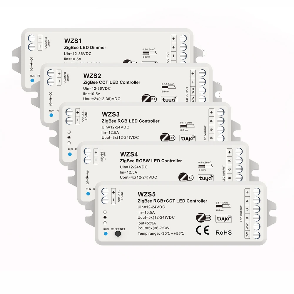 Zigbee 3.0 Tuya Led Controller 12V 24V Tensione Costante Singolo Colore Cct Rgb Rgbw Rgb + Cct Led Dimmer App Controllo Vocale
