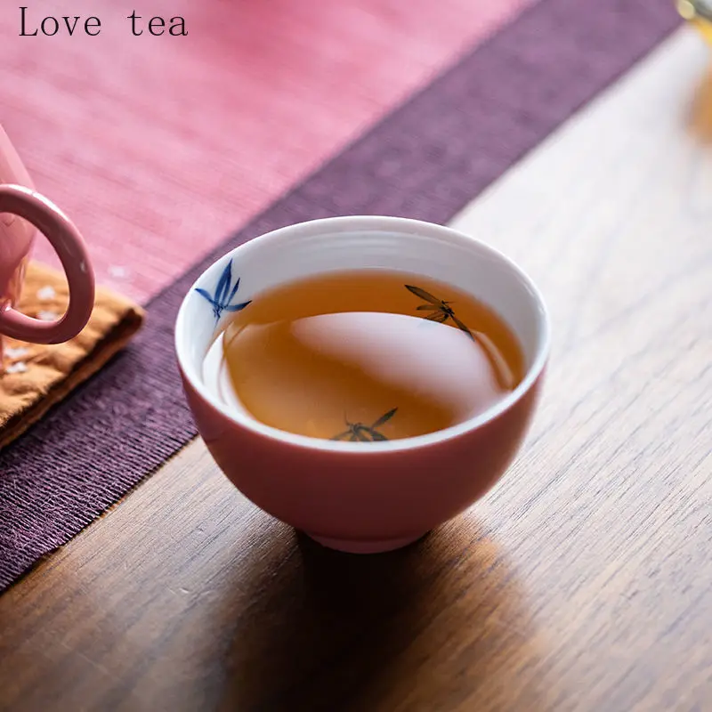Love Tea Pink Pure Hand-нарисованная Орхидея чайная чашка керамический семейный чайный