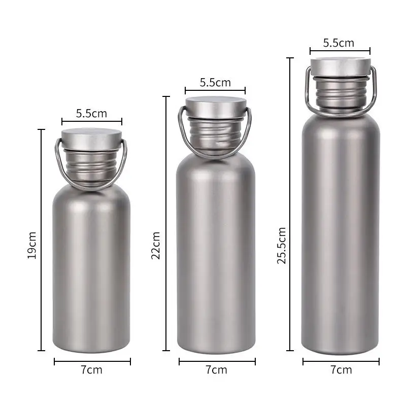 500ml 600ml 750ml 티타늄 물병 재사용 가능 야외 캠핑 용품 관광 스포츠 사이클링 하이킹 캠핑 물병