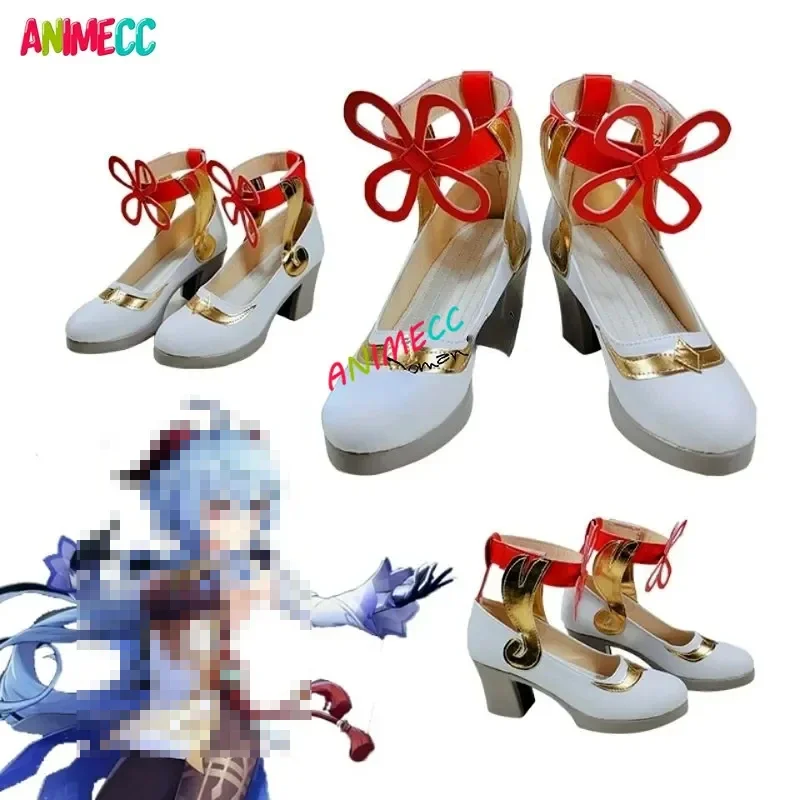 ANIMECC Ganyu Cosplay Shoes Anime Game Genshin Impact  Gan Yu Cosplay High-heeled Shoes Women Cosplay Shoes