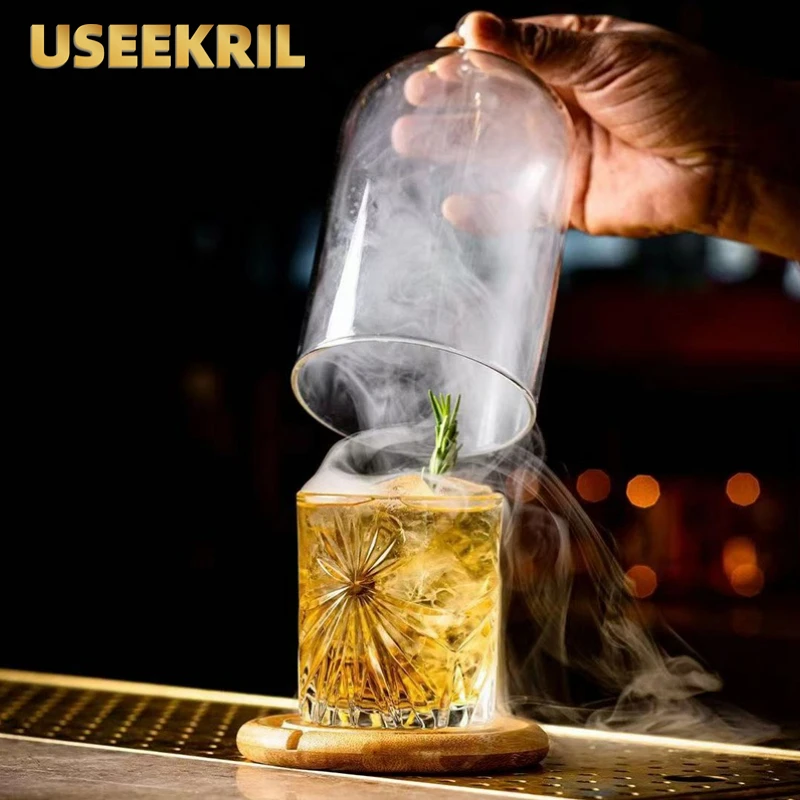 Cocktail smoke hood acrylic molecular smoke hood food grade molecule tools lid dome cover for smoker gun accessory smoke infuser for whiskey cocktail