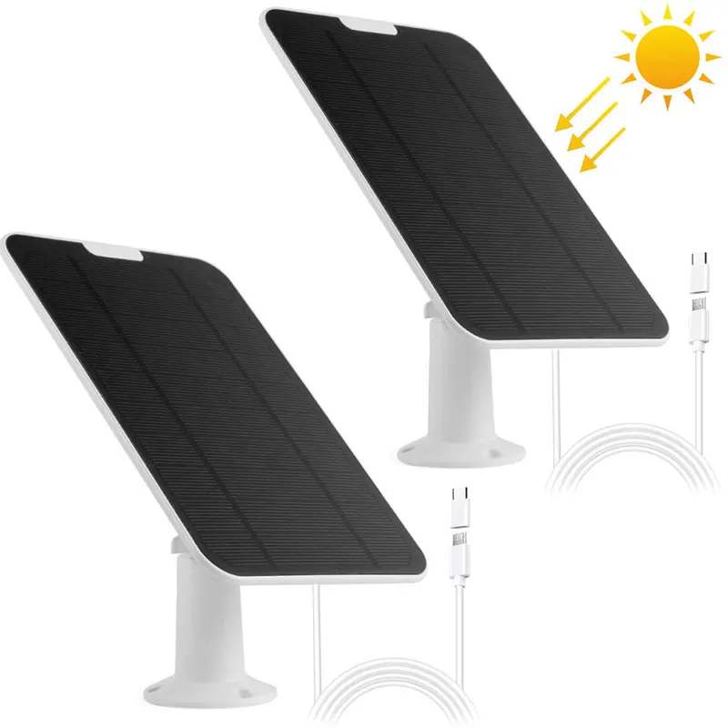 Pannello Solare In Confezione Da 2 Per Fotocamera 5V Ricarica Non Stop Per Porta Eufycam 2C/2C Pro/2/2 Pro/E20/E40/E, Micro Usb E Type-C.