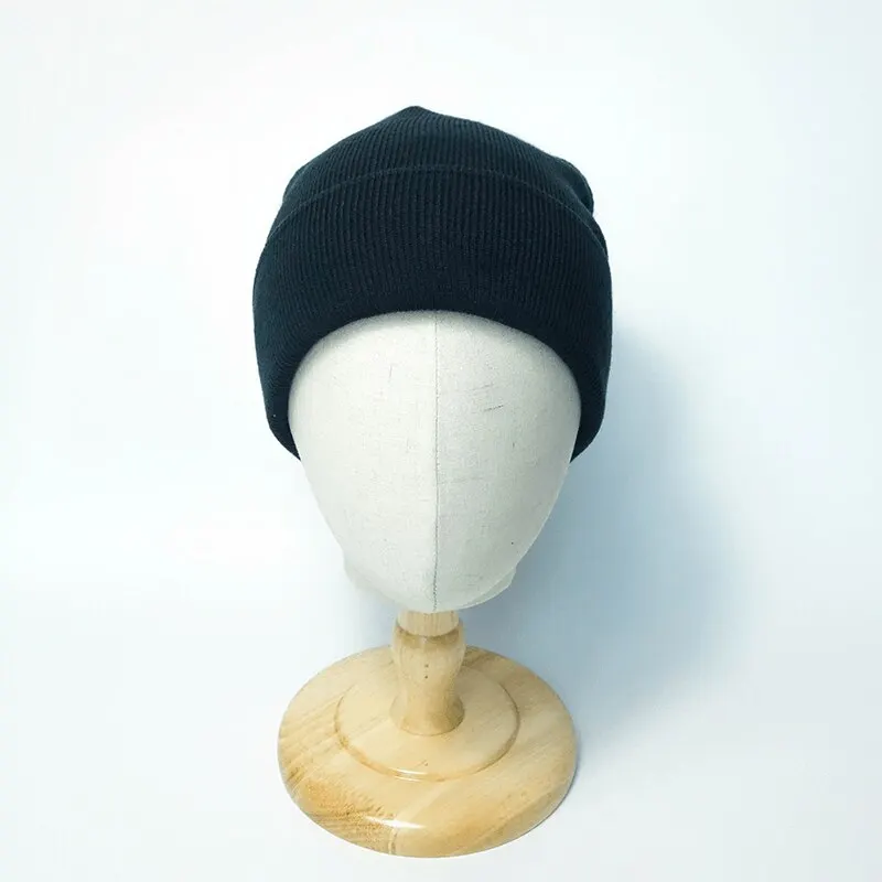 Classic Black Warm Solid Color Knitted Beanies Wool Hat for Boys Girls Clothing Accessories Spring Autumn and Winter knit hat