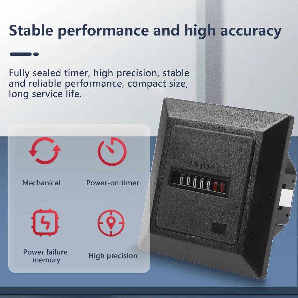 AC220-240V Timer function Electronic Hermetic Counter Digital 0-99999.9 Hour Meter Gauge 0.3W 50Hz Industrial Standard 4