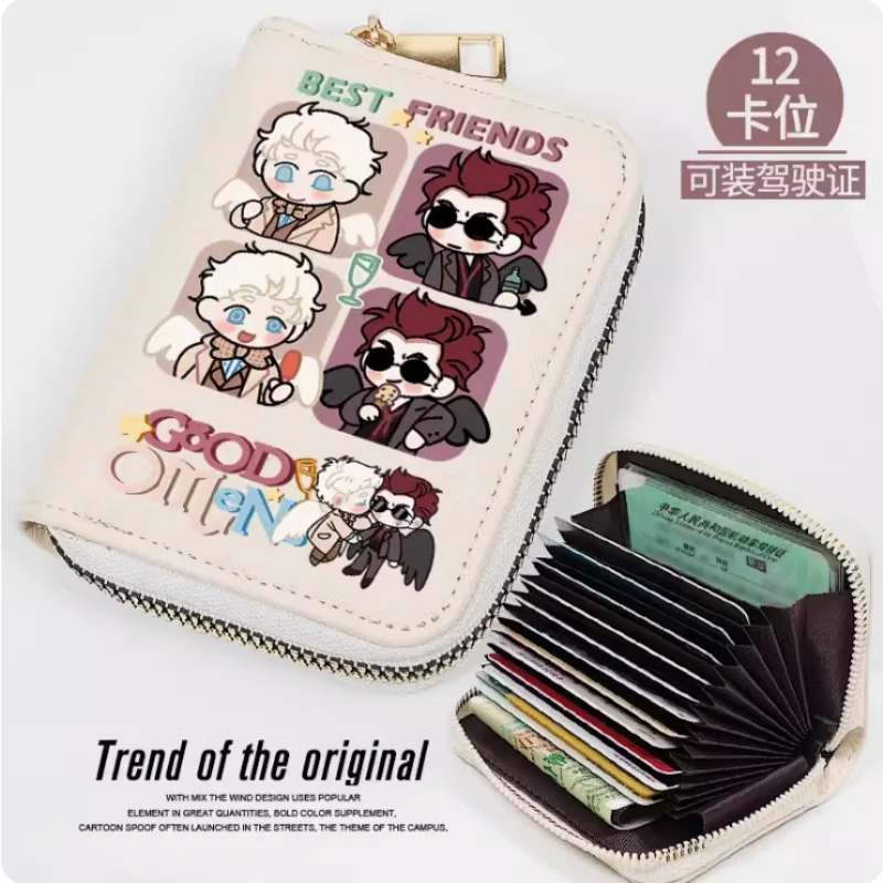 Anime Good Omens Zipper Fashion Wallet PU Purse Card Holder Money Bag Cosplay Gift B501