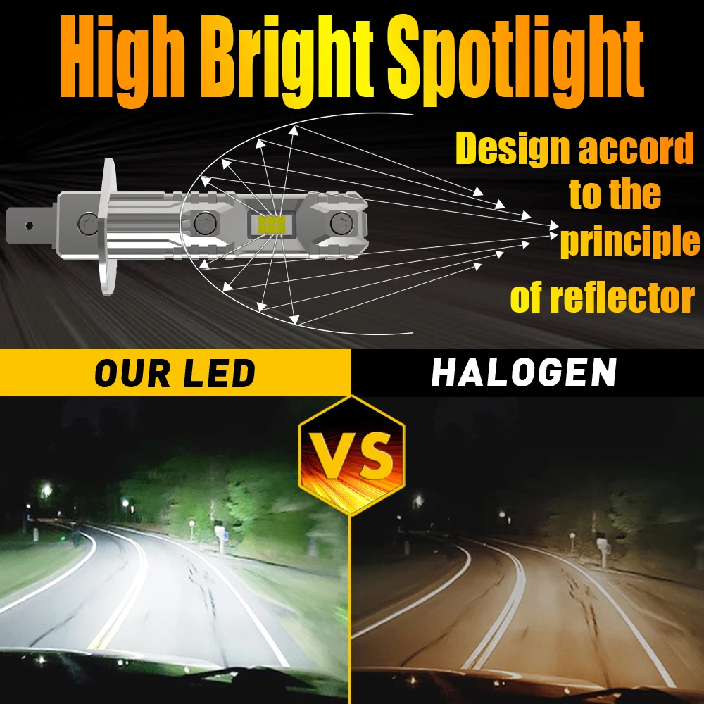 2x H1 Led 라이트 Canbus 전구 높은 전력 자동차 헤드 라이트 자동 안개 다이오드 모토 운전 램프 12V 55W Opel Astra H 2007 2014