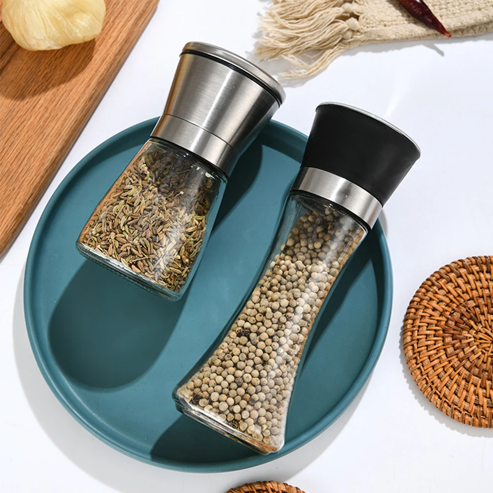 Stainless Steel Mill Pepper/Salt/Spice Grinder Kitchen Supplies Spices Glass Storage Container pepper mill Kitchen Gadgets Tools images - 6