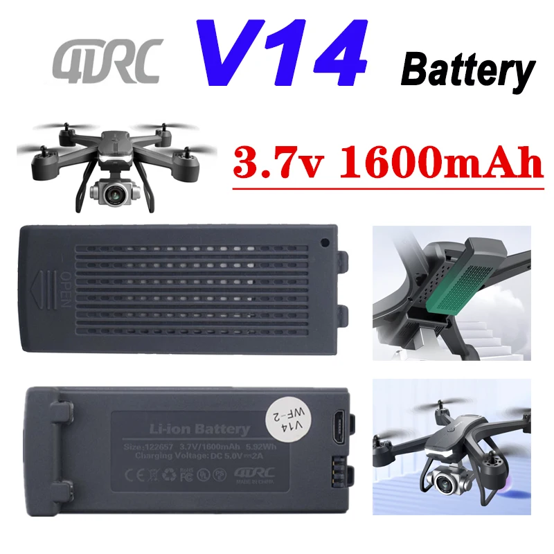 Batterie Drone 4DRC V14 3.7V 1600mAh - Lot de 1 à 4