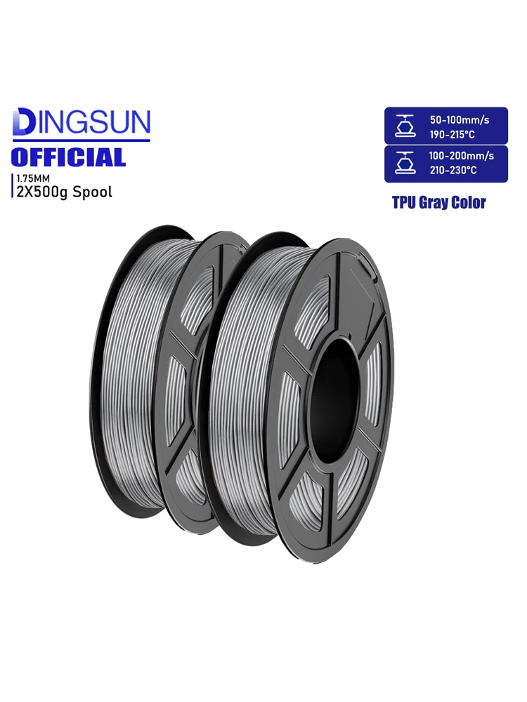 3D Printer Filament 1.75mm, High Speed 95A TPU Filament Bundle, 500G Spool, 2 Rolls, 1KG in Total