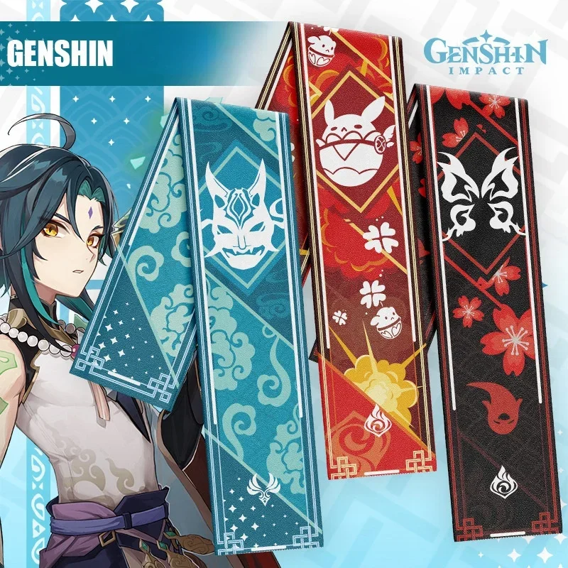 Anime Genshin Impact  Scarf Soft Warm Zhongli Raiden Shogun Shawl Wrap Cartoon Genshin Hutao Thick Muffler Winter Neck Scarf 2