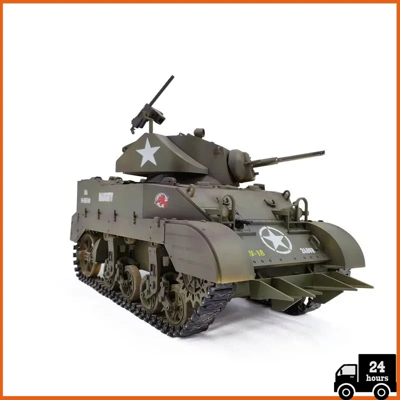 COOLBANK RC Tank 1/16 Scale 2.4ghz U.S. M5A1 Stuart Light Tank Model, Remote Control Tanks with Sound and Light  for Boys Adults 2