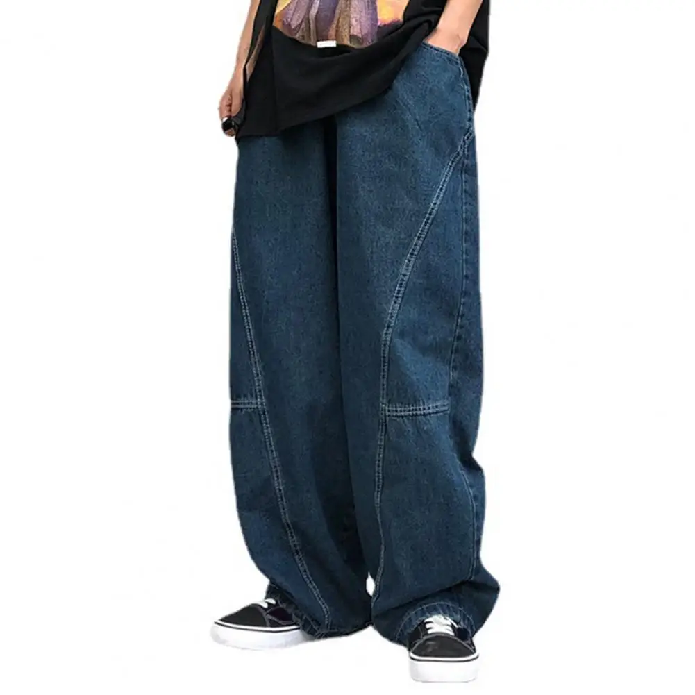 Breathable Men Pants Patchwork Pants Vintage Cargo Pants Loose Wide Leg Trousers with Deep Crotch Hip Hop Streetwear Patchwork 5