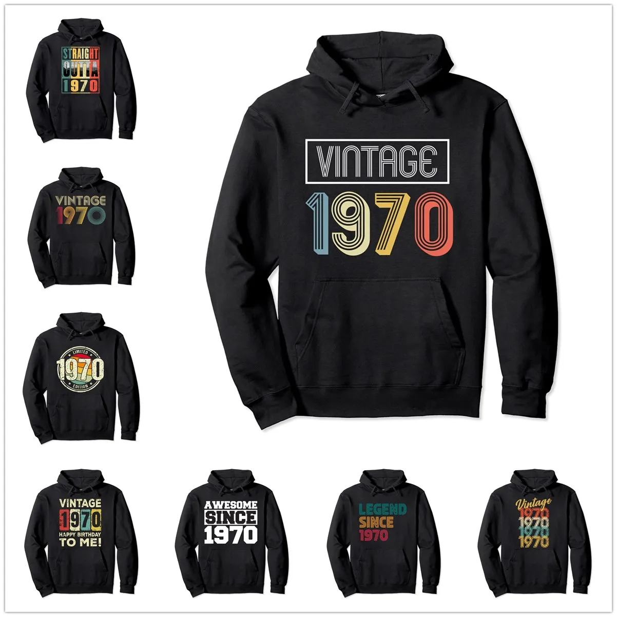 

95% Cotton Retro Vintage Awesome Born In 1970 Limited Edition Birthday 70'S Pullover Hoodie Sweatshirt Women Tracksuit Clothing