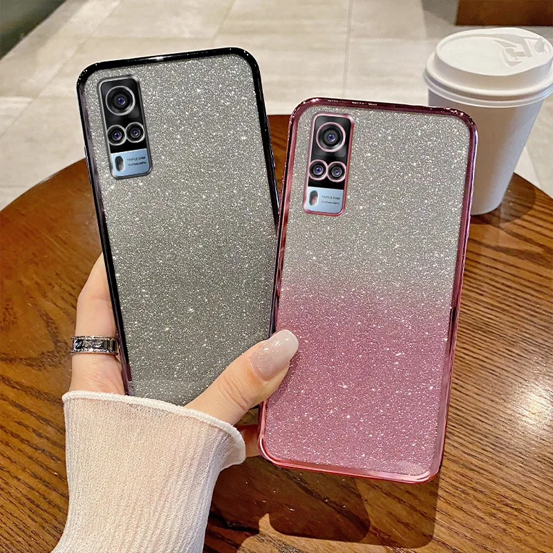 Shiny Glitter Plating Silicone Phone Case with Camera Lens Protection