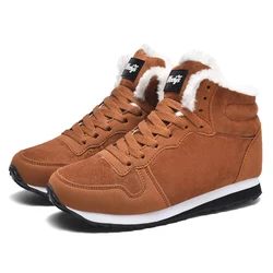 Unisex Lightweight High Top Winter Snow Boots with Warm Plush Lining - 45 (Brown)
