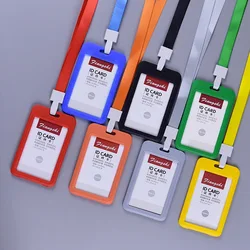Vibrant Dual Clear ID Card and Badge Holder with Lanyard for Office and School Use (Card Sleeve gray)