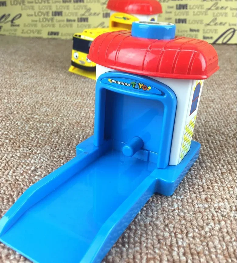 [Funny] 4pcs/set Scale model Tayo the little bus children miniature bus baby oyuncak garage tayo bus Ejection impact car vehicle 5