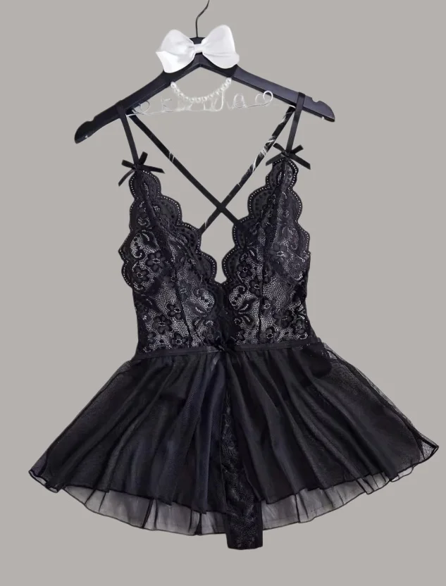 Elegant Lace Lingerie Set with Push-Up Bra and Sheer Bodysuit