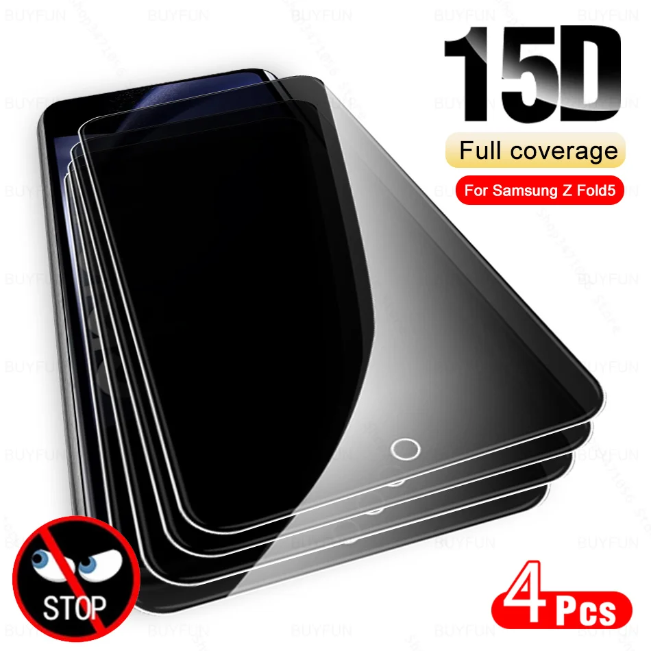 

4Pcs 15D Privacy Glass For Samsung Galaxy Z Fold5 5G Anti-peep Tempered Glass ZFold5 ZFold Fold 5 GalaxyZFold5 Screen Protector