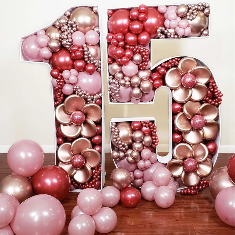 70 cm Hochzeit Nummer Mosaik Ballon Rahmen Nummer 0-9 Ballon Füllung Box DIY Erwachsene Geburtstag Party Jahrestag Dekor baby Dusche – Detail 4
