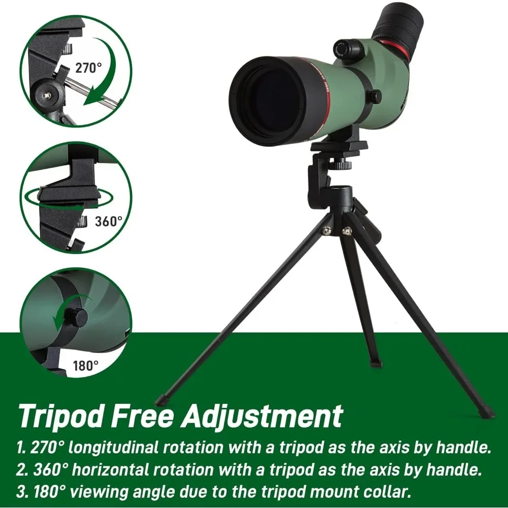 Spotting Scope 20-60x60 for Target Shooting & Hunting & Bird Watching BAK4 High Definition Angled Spotter Scope with Tripod