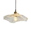 Nordic Simple Japanese Retro Restaurant lights Entrance Balcony Bay Window Aisle Lotus Leaf Shape All-copper Glass Chandeliers 5