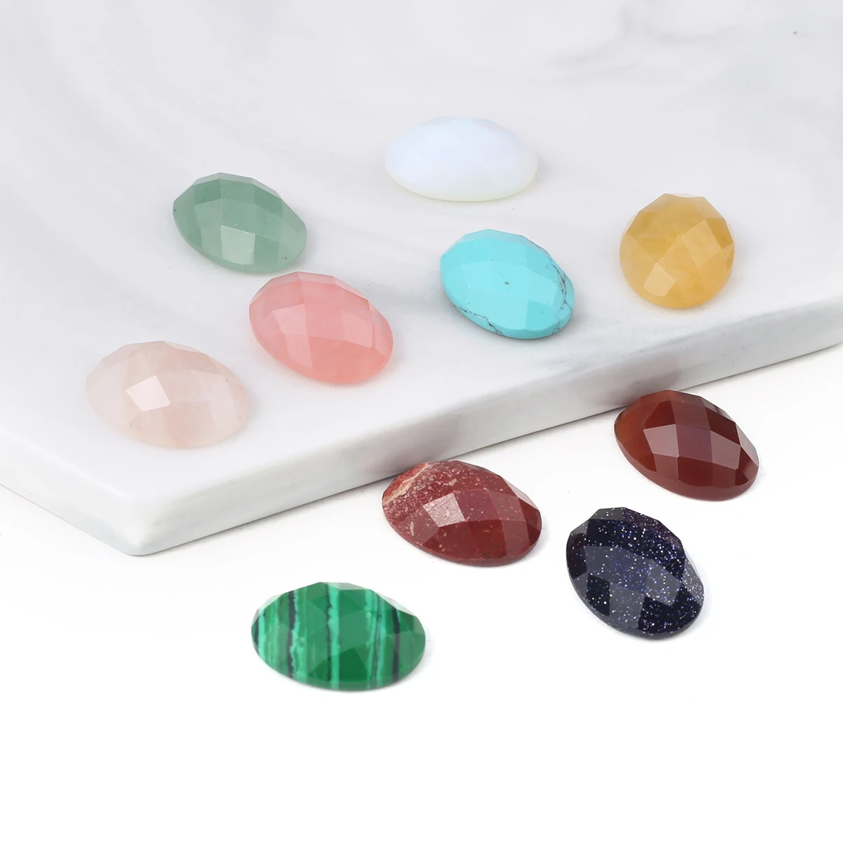 20 PCS Wholesale Randomly Natural Stone Oval Faceted Cabochon Interface for Making Necklace Ring Jewelry Accessories Charm Gift
